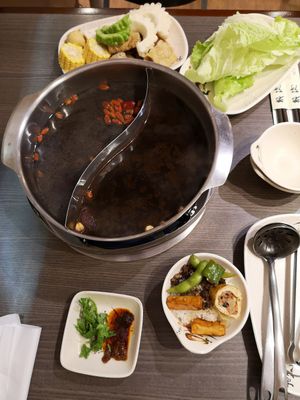 Nice buffet style vegetarian (steamboat) hotpot with a few cooked dishes & ice-creams. at Ruò Hé Vegetable Hot Pot - Like Lotus  in Taipei