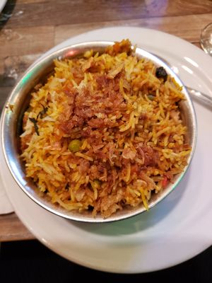 Veggie biryani at The Guru Fine Indian Cuisine in Niagara Falls