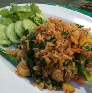 red curry fried rice with tofu & veg at Mild cafe in Chiang Mai