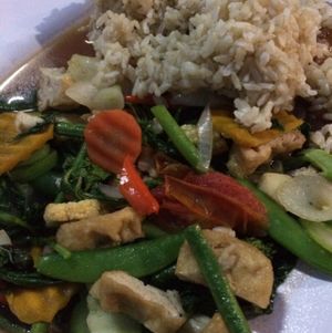 pad kapao with tofu and veg at Mild cafe in Chiang Mai