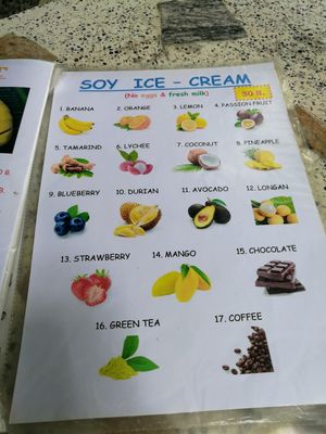 soy icecream menu at Mild cafe in Chiang Mai