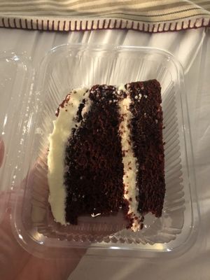 Red velvet cake to go at Oranaise Cafe in Leeds
