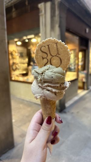 Pistachio and hazelnut   at Gelatoteca SuSo in Venice