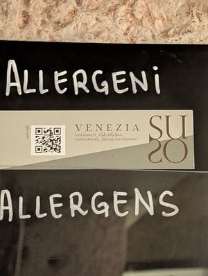 QR to allergens site at Gelatoteca SuSo in Venice