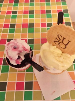 Left is vegan right is not at Gelatoteca SuSo in Venice