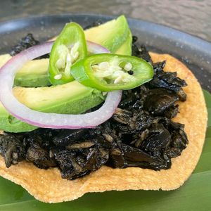 Mushroom and coconut ceviche at Taller Veganico in Monterrey