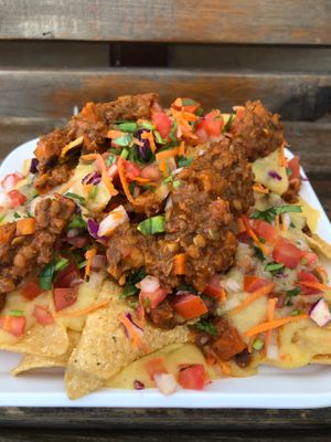 Lentil chilli nachos at Taller Veganico in Monterrey