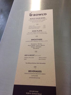 Menu- page 2 at BOWL'D in Arlington