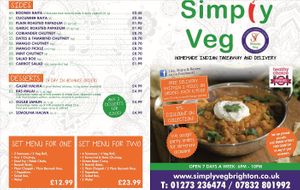 Simply Veg menu pg 1 at Simply Veg in Brighton
