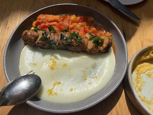 sausage and polenta  at Transformer Nextdoor in Fitzroy