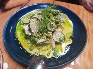 Pea, pistachio, cucumber & green apple at Transformer Nextdoor in Fitzroy