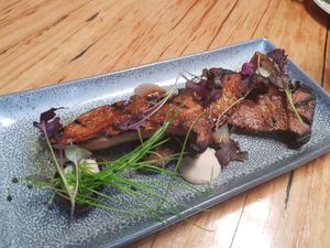 King oyster mushrooms, confit garlic & pine nut puree at Transformer Nextdoor in Fitzroy
