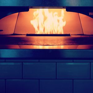 Stone bake oven at Morelli Zorelli in Brighton