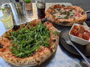 Vegan chicken, pesto, artichokes and rocket, so good! at Morelli Zorelli in Brighton