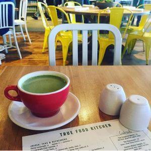 almond milk matcha horchata  at True Food Kitchen in Atlanta