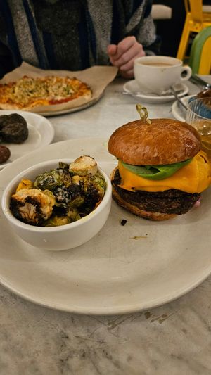 Vegan double cheeseburger with roasted veggies at True Food Kitchen in Atlanta
