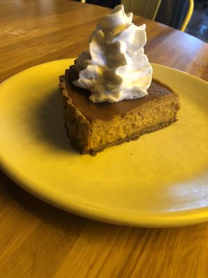 Squash pie (tasted like pumpkin) with coconut whip cream at True Food Kitchen in Atlanta