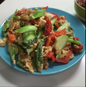 omelette  at Bamboo Bee Vegetarian in Chiang Mai