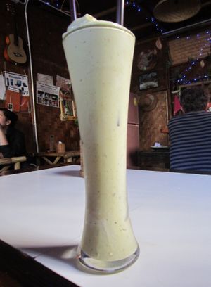 The drinks are fantastic. 
The avocado, coconut smoothie is a meal in itself! at Bamboo Bee Vegetarian in Chiang Mai