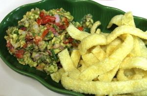 Guacamole is excellent in Bamboo Bee. But it would be nice to have veggies instead of nachos. It´s expensive, 160 Baht.  at Bamboo Bee Vegetarian in Chiang Mai