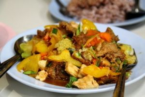 Mock chicken is good in Bamboo Bee.  at Bamboo Bee Vegetarian in Chiang Mai