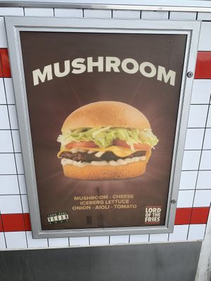 New mushroom burger. Not bad   at Lord of the Fries - Southern Cross Station in Melbourne