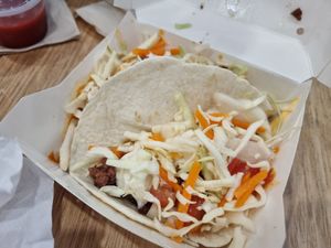 Tacos vegan beef at Lord of the Fries - Southern Cross Station in Melbourne