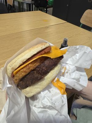 Hash and patty added v bacon   at Lord of the Fries - Southern Cross Station in Melbourne