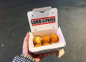 Vegan mac and cheese balls at Lord of the Fries - Southern Cross Station in Melbourne