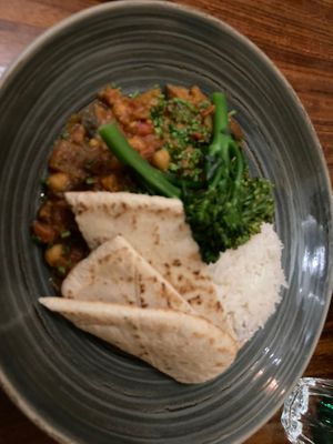 Aubergine and chickpea curry   at Home Restaurant in Belfast