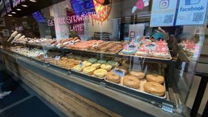 Inside donut rack  at Donut Bar in San Diego