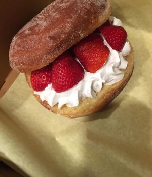 strawberry vegan donut  at Donut Bar in San Diego