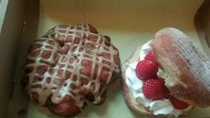 strawberry and Apple fritter at Donut Bar in San Diego