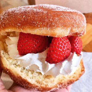Strawberry split at Donut Bar in San Diego