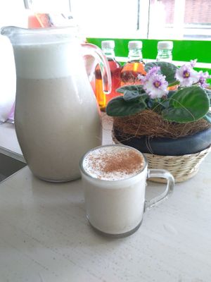 Vegan Horchata, made with rice, oats, almonds & cinnamon at Mexicali by Trofo Garden in Bucaramanga