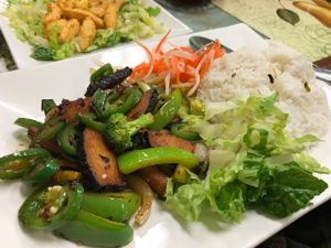 Ca Muoi Xa Chien (marinated soy fish, deep fried with lemongrass) at Green Lotus Vegan in Gilbert