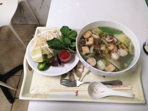 Vegan Pho with mushrooms and tofu at Nhu Lan in Chicago