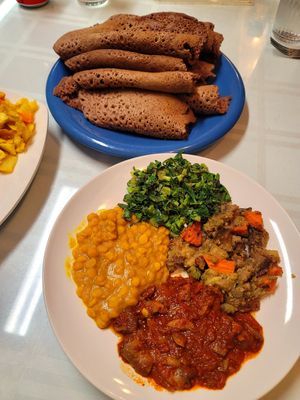 Spicy mushroom platter at Kaffa Ethiopian Cuisine in Berkeley