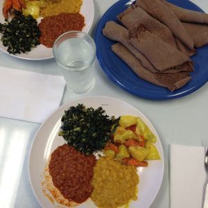 the medium plate at Kaffa Ethiopian Cuisine in Berkeley