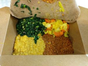 to go box of 'Large plate'  at Kaffa Ethiopian Cuisine in Berkeley
