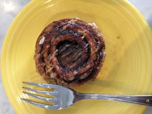 Cinnamon bun at Cafe Gratitude - DTLA in Los Angeles