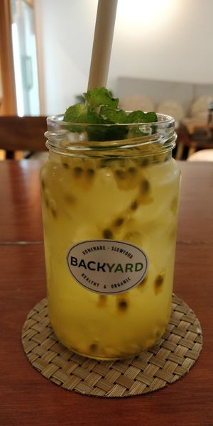 Passionfruit juice/water. Lovely at Backyard Cafe - Riverside in Phnom Penh