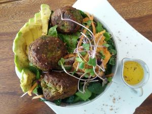 the falafels are bomb !! at Backyard Cafe - Riverside in Phnom Penh