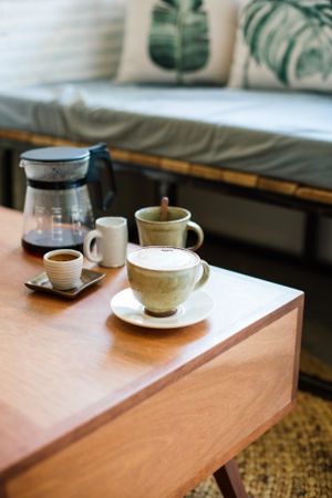 Organic coffee with cashew milk at Backyard Cafe - Riverside in Phnom Penh