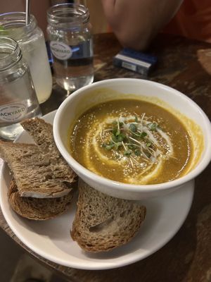 Healing carrot soup  at Backyard Cafe - Riverside in Phnom Penh
