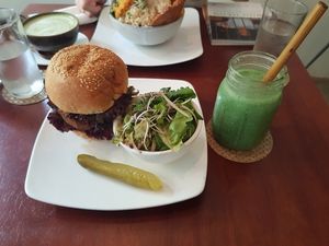 bad ass burger at Backyard Cafe - Riverside in Phnom Penh