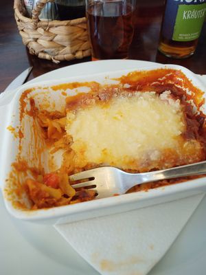 Vegan lasagna at Erbils in Munich