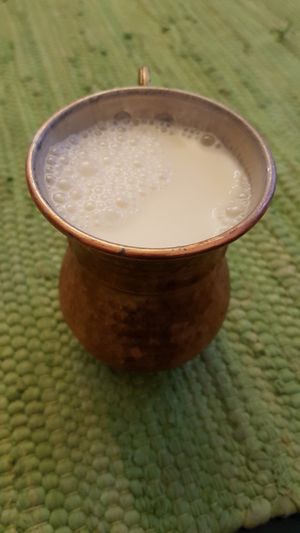 Vegan oat milk ayran at Erbils in Munich