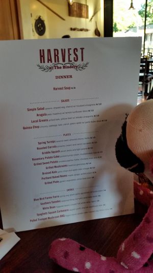 Everything on the menu looked delicious. at Harvest at The Bindery in Portland