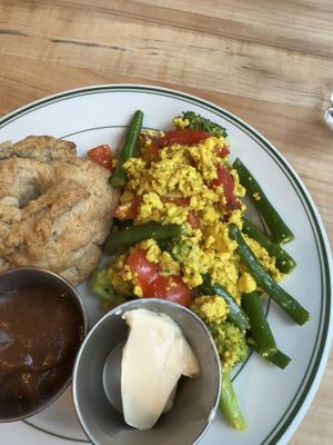 Vegan tofu scramble and vegan biscuitts  at Redwing Cafe in Seattle